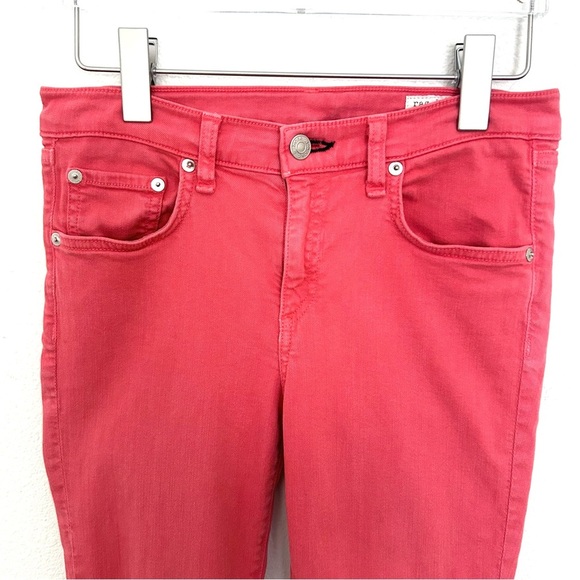 RAG & BONE The Zipper Capri Jeans Pants Skinny Ankle Cropped Coral Red Size 28 - Picture 3 of 15